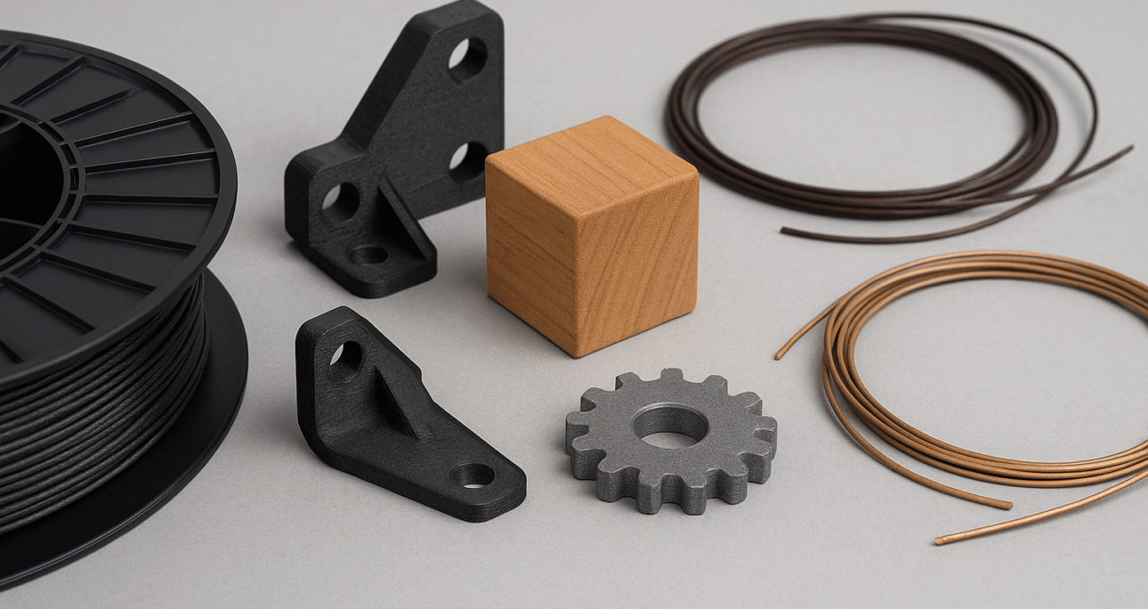 Impresión 3D con materiales compuestos: fibra de carbono, madera y metal